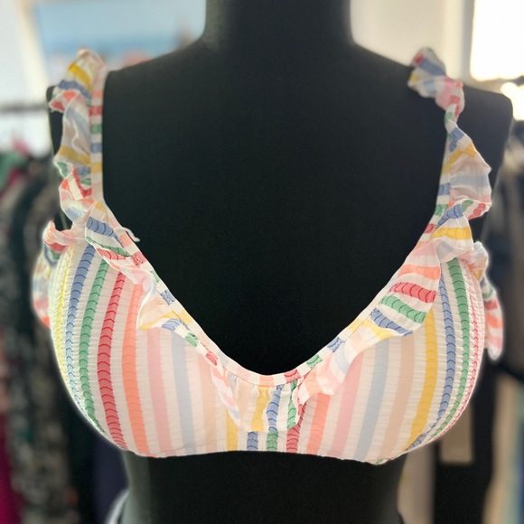 J. Crew  XL NWT summer top/ bikin / beach top. Adorable! PASTEL STRIPPED 🍭 - Picture 2 of 6